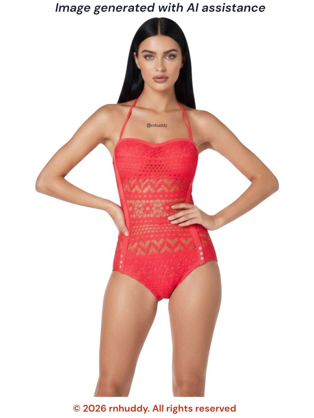 Robin Piccone size 8 coral red Penelope crochet swimsuit